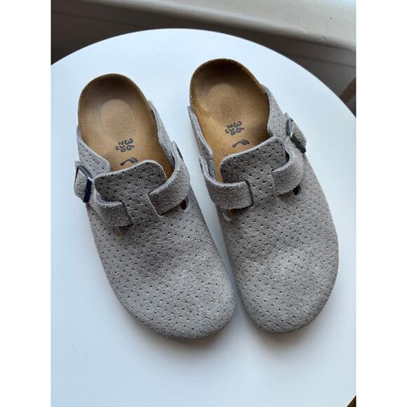 Birkenstock Boston Suede Embossed Dotted Stone Coin - Picture 2 of 6